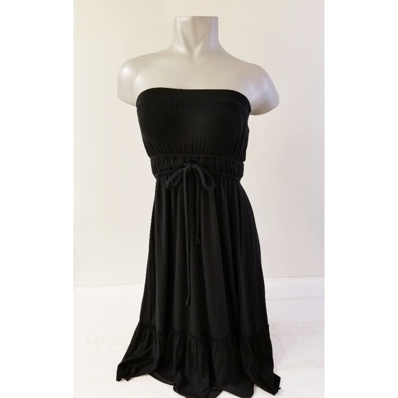 Ruffled Tube Dress Carel by Indie Soul Black LBD S - Picture 2 of 7
